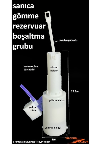 Sanica Gömme Rezervuar Yandan Çubuklu Orta Göbek Klozet Sanıca İç Beyaz