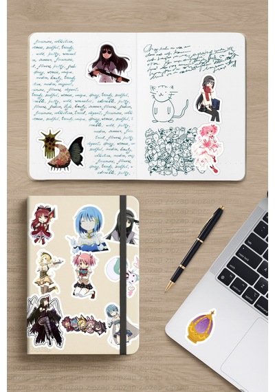 Puella Magi Madoka Magica Anime Sticker Paketi 20 Adet Çok Renkli