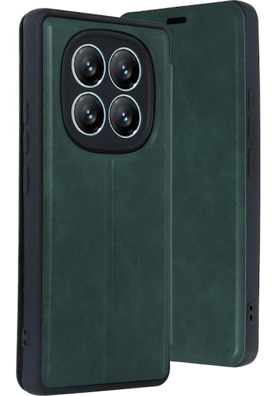 Newface Xiaomi Redmi Note 14 Pro 5g Kılıf Flip Cover - Glblseme - 40 Koyu Yeşil