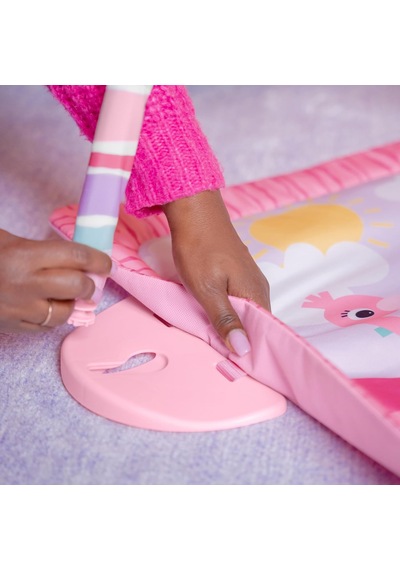 Pink Palms Tiki Oyuncak Çubuklu Bebek Jimnastik Aktivitesi Ve Yüz Üstü Geçirilen Zaman Matı, Oyuncak Çubuğu Ve 3 Oyuncak, Yenidoğan İle 3 Yaş Arası Bebekler İçin