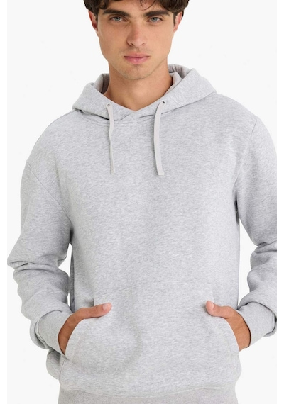 Defacto Kapüşonlu İçi Yumuşak Tüylü Kanguru Cepli Gri Erkek Sweatshirt X8283az/gr389 Gri