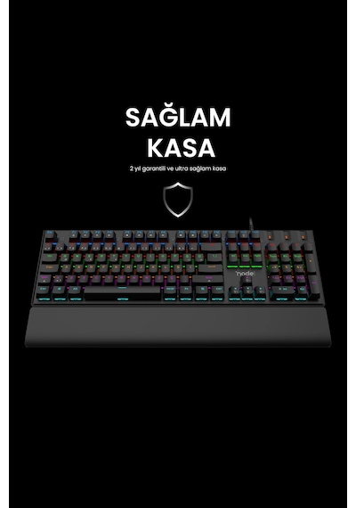 Nova Mk104 Rainbow Bilek Destekli Türkçe Fullanti-ghosting Mekanik Oyuncu Klavyesi Siyah Red Switch