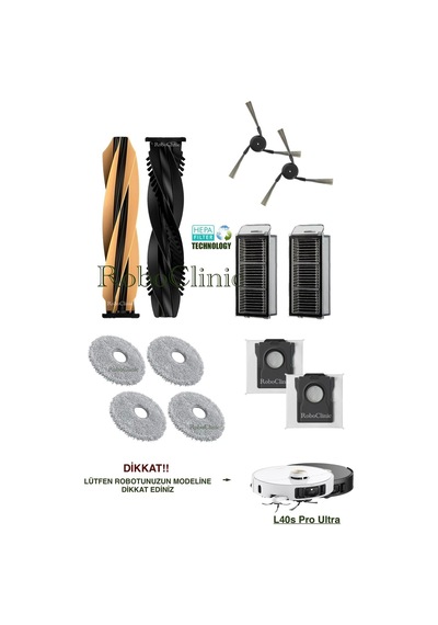 Dreame L40s Pro Ultra Rll74ce Robot Süpürge Uyumlu Yedek Toz Torba, Fırça, Filtre, Mop 12 Parça