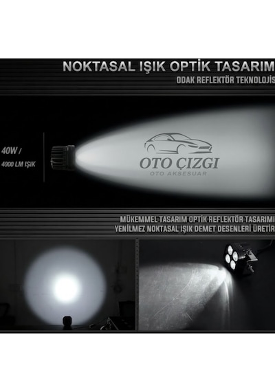 3 İnç Off Road Led Çalışma Işığı 40w 4000 Lümen Kare Sis Farı Xhp50 Çipli Takım 2 Adet