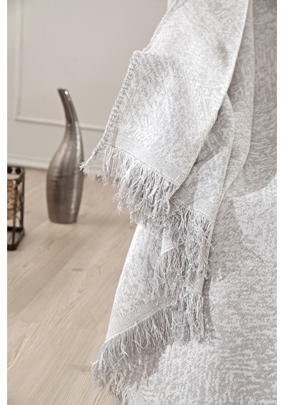 Vicuna Home Pamuklu Çok Amaçlı Ebruli Koltuk / Çekyat Örtüsü Gri