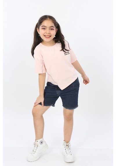Toontoy Kids Toontoy Kız Çocuk Enjoyment Baskılı Tişört Pudra