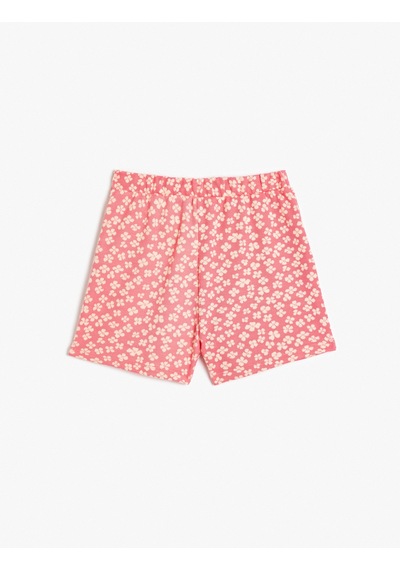 Koton Çiçekli Mini Şort Etek Kruvaze Detaylı Beli Lastikli Pembe Desenli 5skg40113ak Pembe