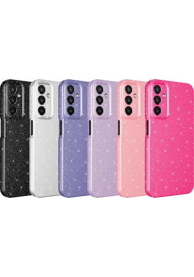 Galaxy A24 Kılıf Kamera Korumalı Simli Lüks Zore Koton Kapak Mor