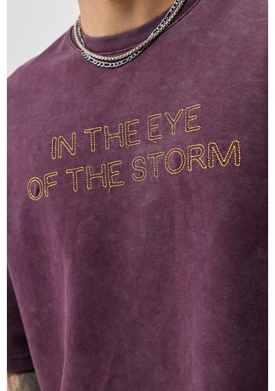 Vamos Oversize Baskılı Tişört V70-184 Bordo