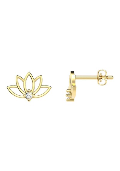 Minik Lotus Çiçeği 14 Ayar Altın Küpe