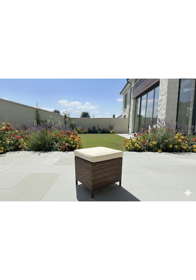 Liv Concept Çok Amaçlı Kahverengi Rattan Puf Ve Sehpa 40x40 Cm