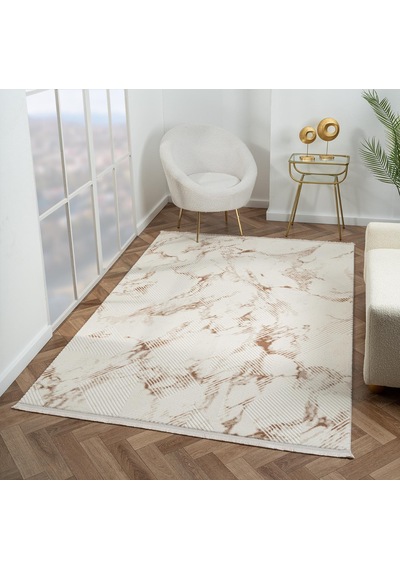 Scala Sc011a Beyaz Halı Geometrik Desenli Tozu Az Akrilik Salon Halısı Yatak Odası Mutfak Koridor