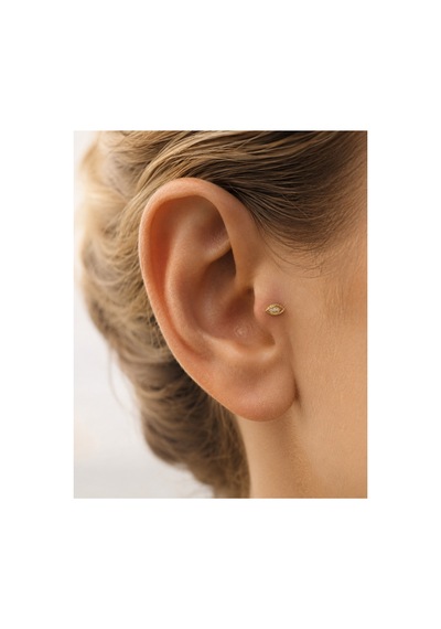 14 Ayar Altın Taş Detaylı Göz Figürlü Tragus Piercing Küpe Diğer
