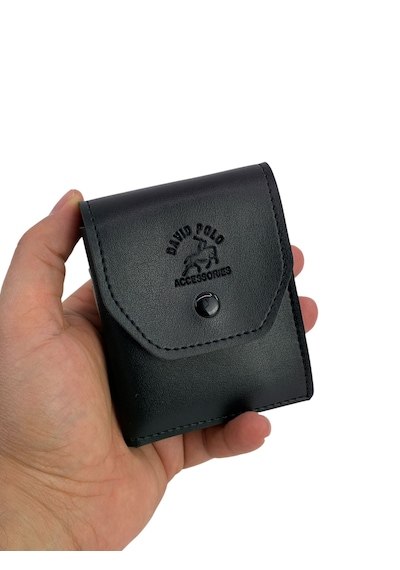David Polo Hakiki Deri Bol Kartlıklı Kullanışlı Unisex Kartlık Cüzdan Siyah