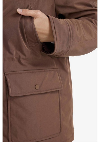 Defacto Regular Fit Kontrast Yaka Fermuarlı Parka F3558ax25wnbn530 Kahve