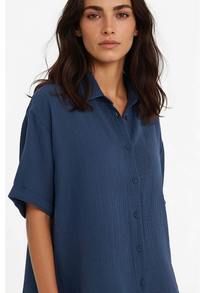 DeFacto Regular Fit Müslin Kısa Kollu Gömlek F0884AX25SMNV125