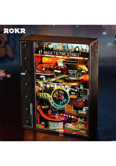 Rokr Mr03s Hip-hop Street Marble Run Dıy Mechanical 3d Puzzle Maket Model Seti 3d Model Kit Detaylı Dekoratif Hobi Seti Hareketli Ve Işıklı