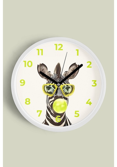 Zebra Tasarım Modern Duvar Saati - 30cm - Önü Camlı Beyaz Kasa - Sessiz Mekanizma Beyaz