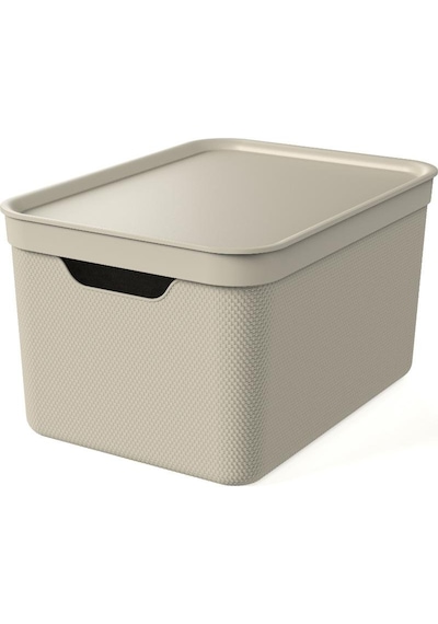 Jive Deco Kapaklı Depolama Kutusu 16 L 3'lü Set Cappucino