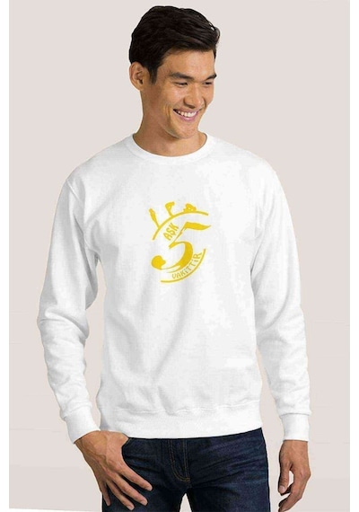 Aşk 5 Vakittir Baskılı Beyaz Erkek Örme Sweatshirt