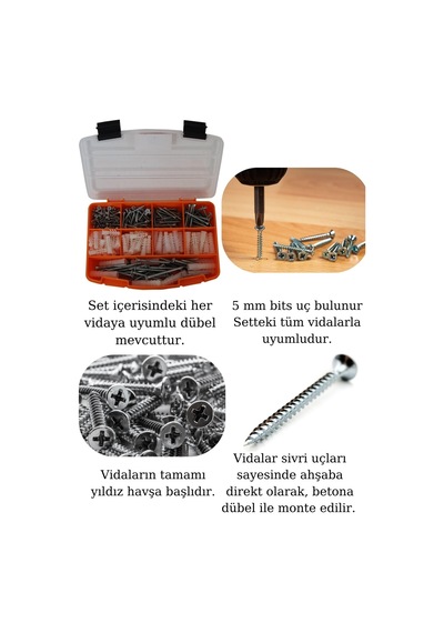 Netzerkoz All Essential Fasteners 320parça 12 Çeşit Vida Seti