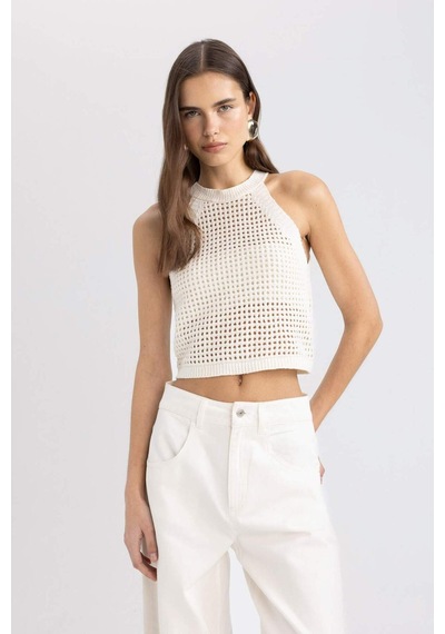 Defacto Crop Halter Yaka Ajur Triko Atlet C4589AX24SMER105