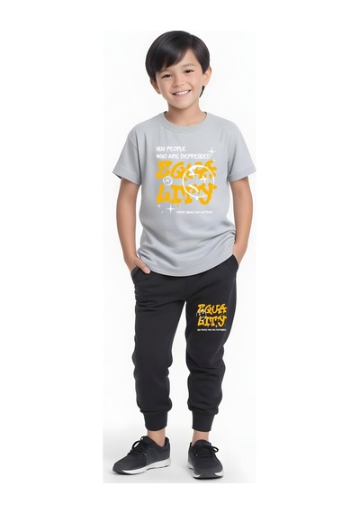 Fyk Kids Erkek Çocuk Mevsimlik Equa Baskılı Alt-üst Takım Gri