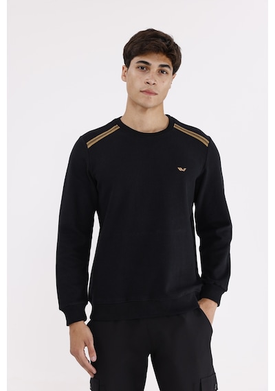 Rowinger Selanik Kumaş Yapılı Esnek Manşetli Konforlu Rahat Kesim Sweatshirt Black