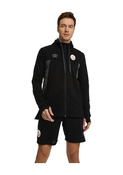 Galatasaray Lisanslı Kapüşonlu Siyah Fermuarlı Hoodie Siyah