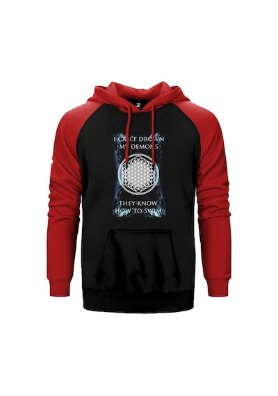 Bring Me The Horizon I Can't Drown My Demons Kırmızı Renk Reglan Kol Kapşonlu Sweat Kırmızı