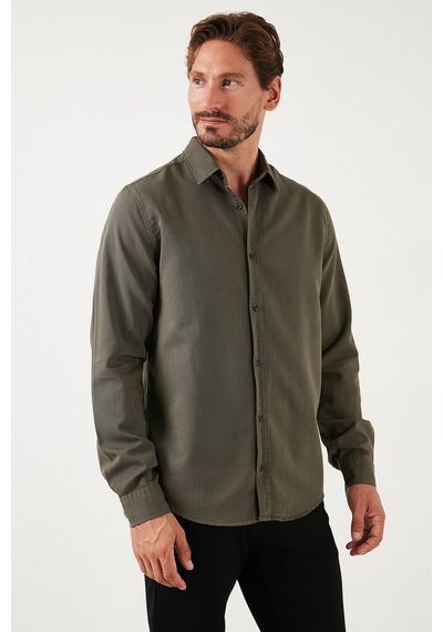 Buratti Streç Pamuklu Regular Fit Erkek Gömlek Cf25W128861 Haki