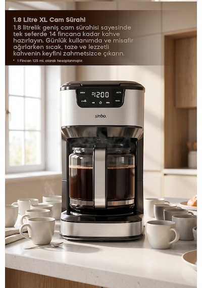 Scm-9041 Otomatik Zaman Ayarlı Xl 14 Fincan Filtre Kahve Makinesi Dijital Göstergeli
