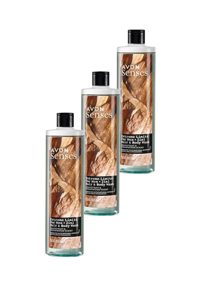 Avon Senses Extreme Limits Greyfurt Ve Sandal Kokulu Saç Ve Vücut İçin Erkek Duş Jeli 3 x 500 ML