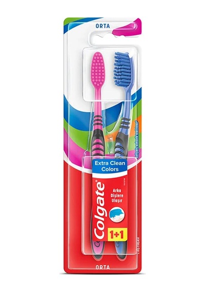 Colgate Extra Clean Colors Orta Diş Fırçası 2'li