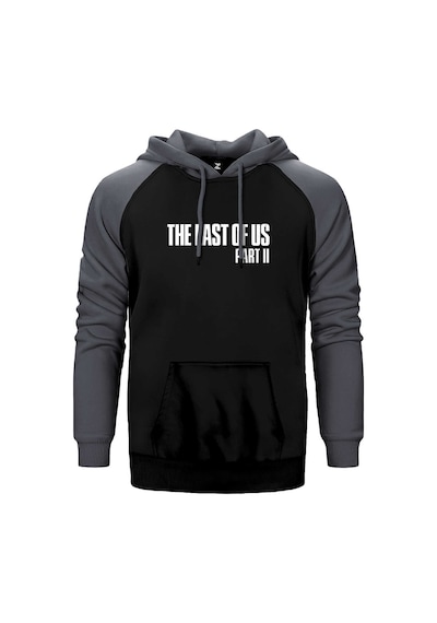 The Last Of Us 2 Text Gri Renk Reglan Kol Kapşonlu Sweatshirt Gri