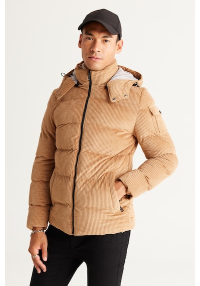 Ac&Co / Altınyıldız Classics Erkek Bej Standart Fit Normal Kesim Çıkma Kapüşonlu Kaban Bej