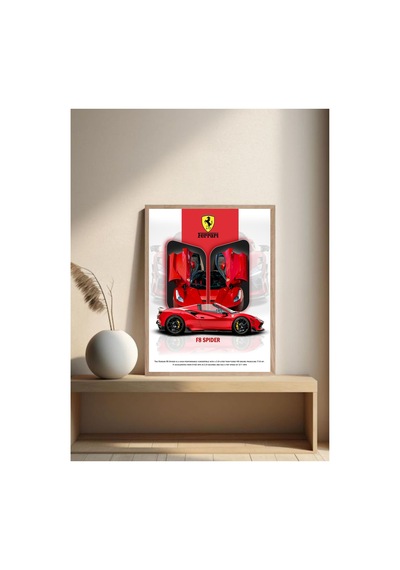 Ferrari Doğal Ahşap Çerçeveli Tek Parça Dekoratif Tablo Çok Renkli - 844470939 Çok Renkli