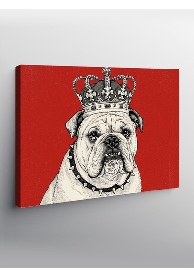 Kanvas Tablo Kral Tacı Takmış Bulldog