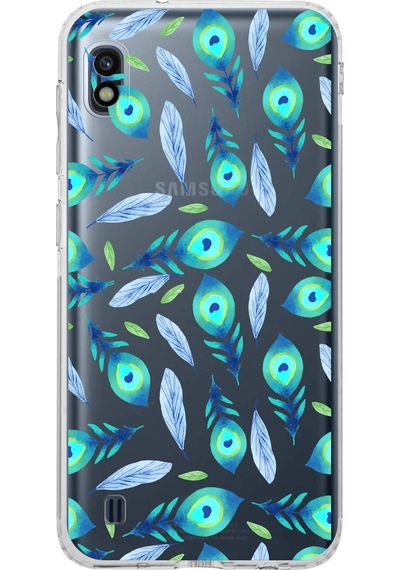 Samsung Galaxy A10 İle Uyumlu Nazar Boncuğu 3 Baskılı Kamera Korumalı Şeffaf Silikon Kılıf Şeffaf