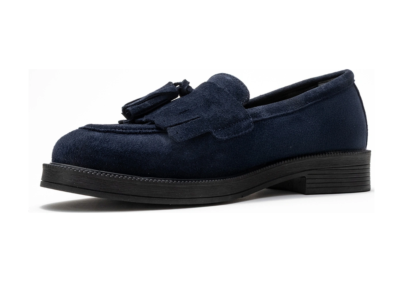 Luvishoes Luvi Shoes Milina Lacivert Süet Püsküllü Hakiki Deri Kadın Loafer Ayakkabı Lacivert