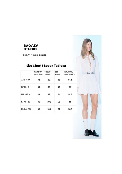 Sagaza Studio Ss6034 Gömlek Yaka Mini Elbie Ekru