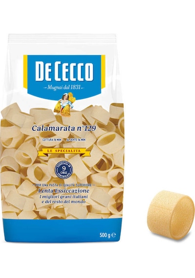 De Cecco Calamarata 500 G İtalyan Makarna, Sos Tutucu Halka Form