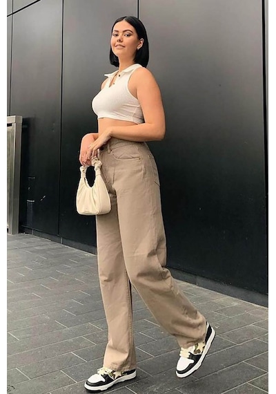 Madmext Mad Girls Bej Palazzo Jean Mg1247-Bej