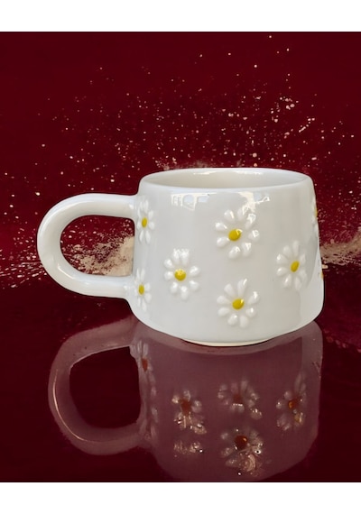 Klasik Çayır Papatya Seramik Kupa Bardak Mug