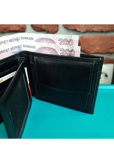 Gvnbag Hakiki Deri Erkek Bozuk Para Gözlü Siyah Cüzdan Gvn-0115 Siyah