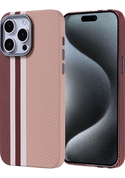 Apple Uyumlu iPhone 15 Pro Max Kılıf Magsafe Şarj Özellikli Karbon Fiber Görünümlü Zore Nekst Kapak - Gold Altın Altın