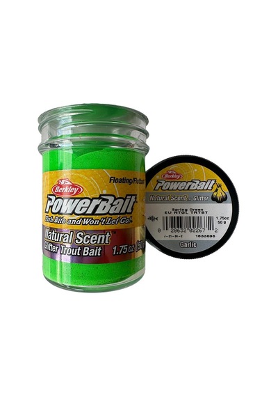 Berkley Power Bait Natural Scent Glitter Spring Green Garlic