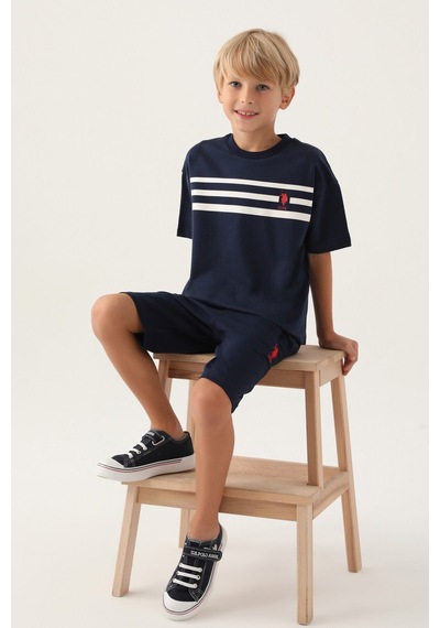 U.S. Polo Assn. Lisanslı Emblem Lacivert Erkek Çocuk Bermuda Takım 5274-43183 Lacivert