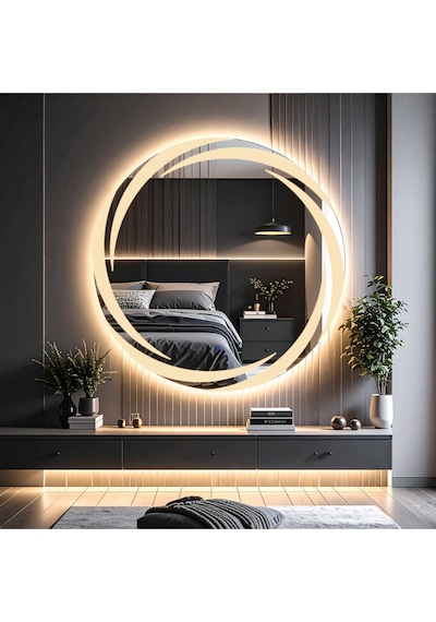 Whirilwind Günışığı Lazer Kumlamalı Lavabo & Banyo Aynası Dokunmatik Sensörlü 80 X 80