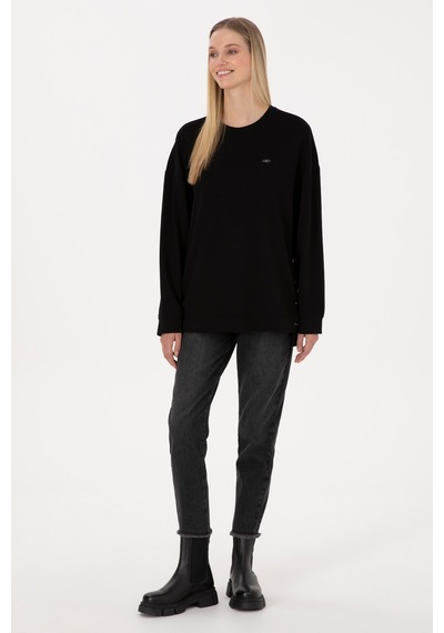 U.S. Polo Assn. Kadın Siyah Bisiklet Yaka Sweatshirt 50314194-VR046